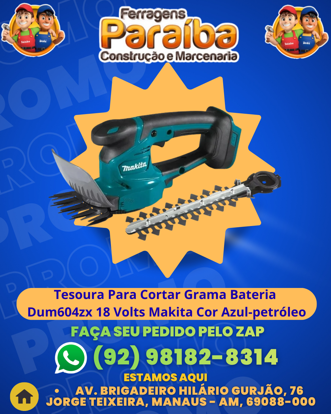 Tesoura Para Cortar Grama Bateria Dum604zx 18 Volts Makita Cor Azul-petrвleo 1 1