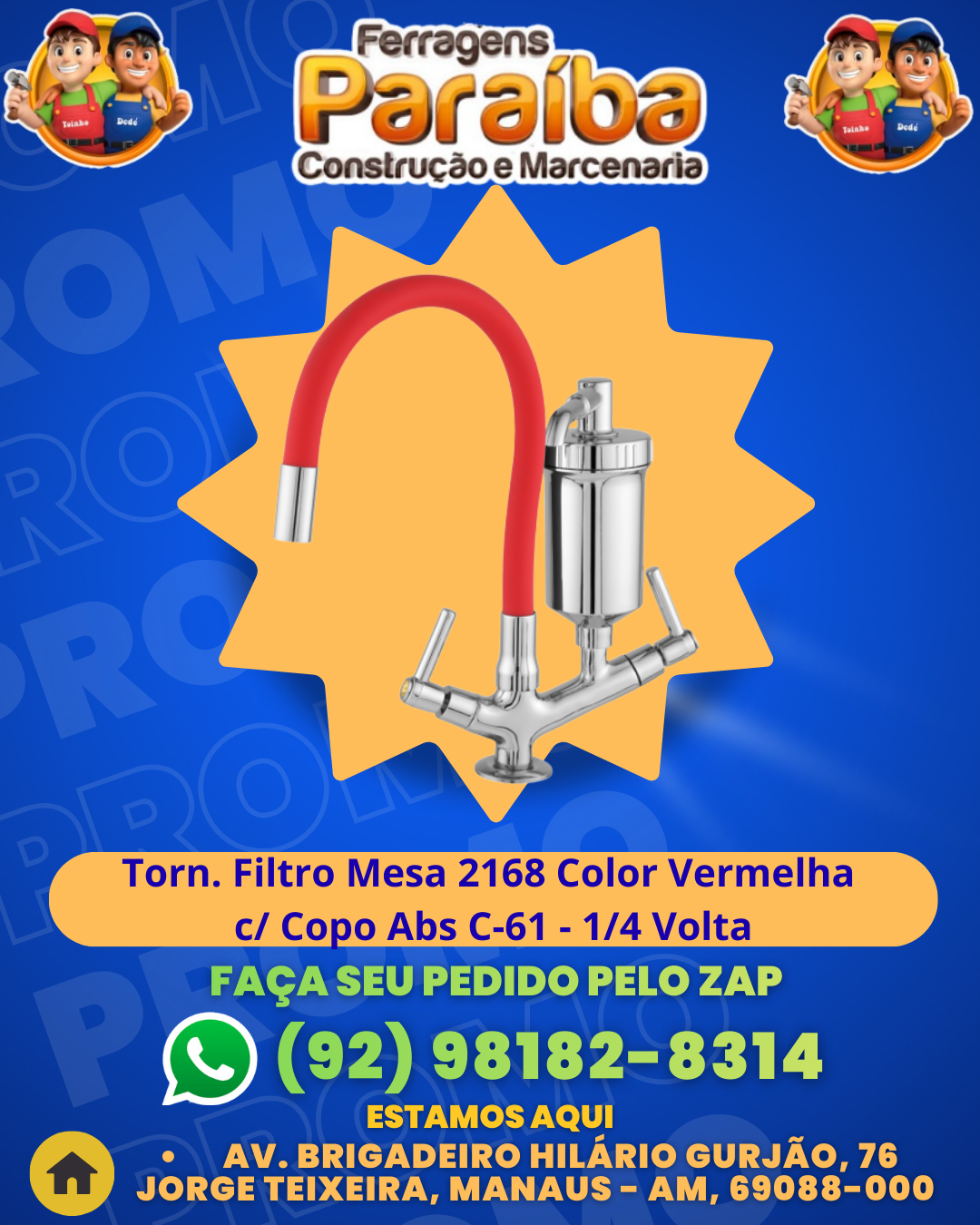 Torn. Filtro Mesa 2168 Color Vermelha c Copo Abs C-61 - 14 Volta 1 1