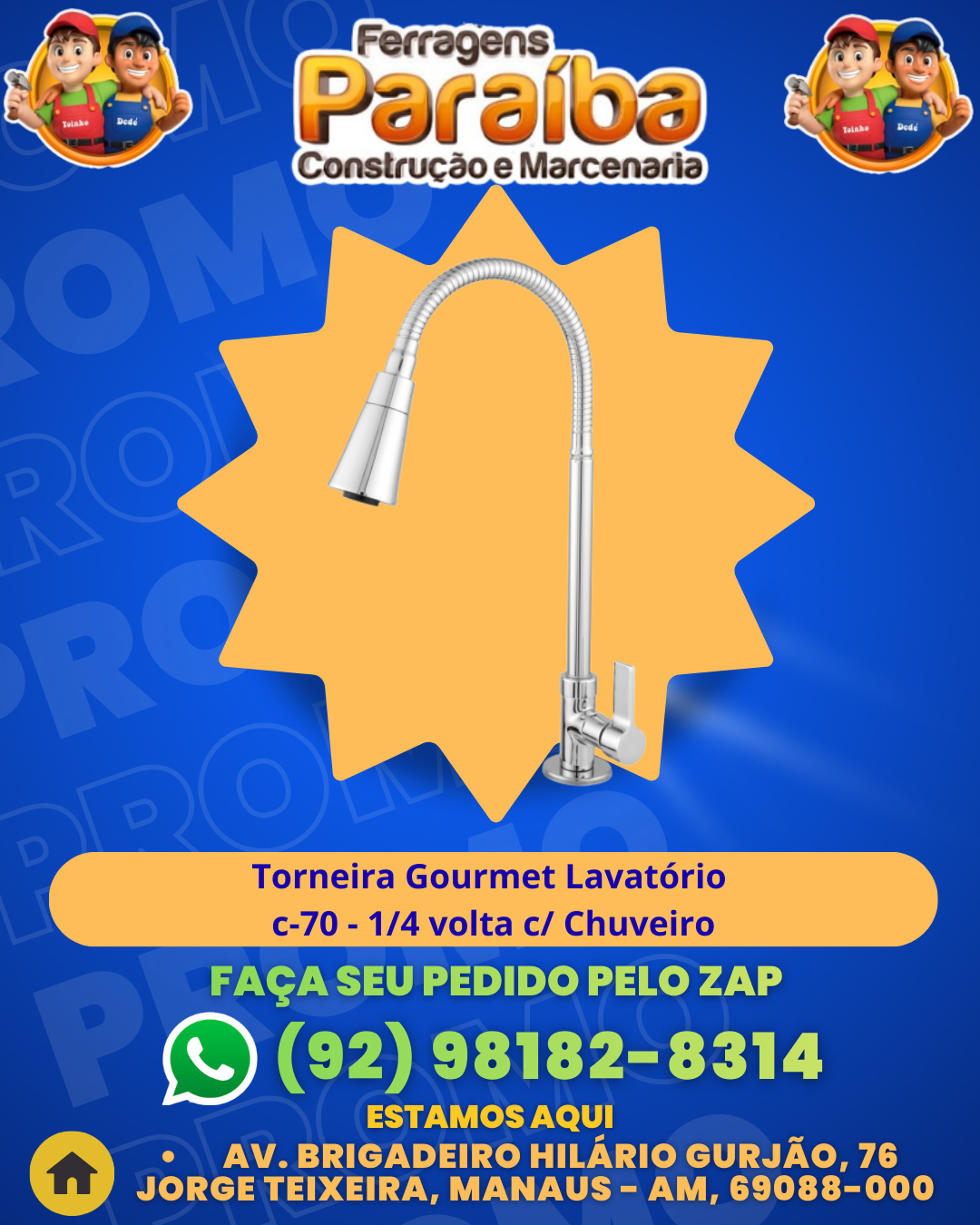 Torneira Gourmet Lavatвrio c-70 - 14 volta c Chuveiro 1 1