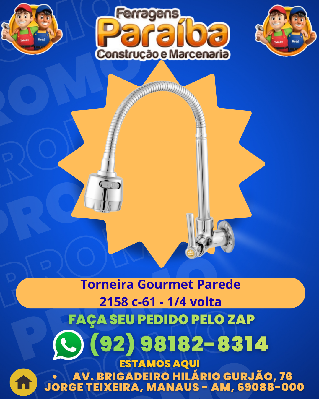Torneira Gourmet Parede 2158 c-61 - 14 volta 1 1