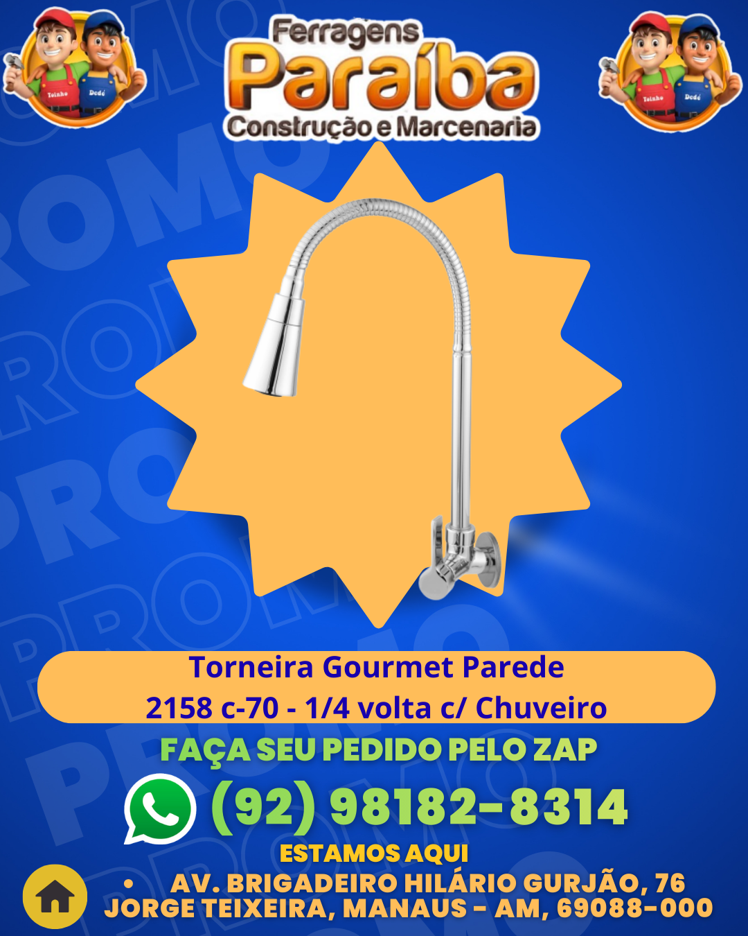 Torneira Gourmet Parede 2158 c-70 - 14 volta c Chuveiro 1 1