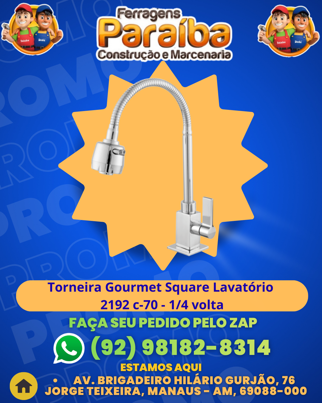 Torneira Gourmet Square Lavatвrio 2192 c-70 - 14 volta 1 1