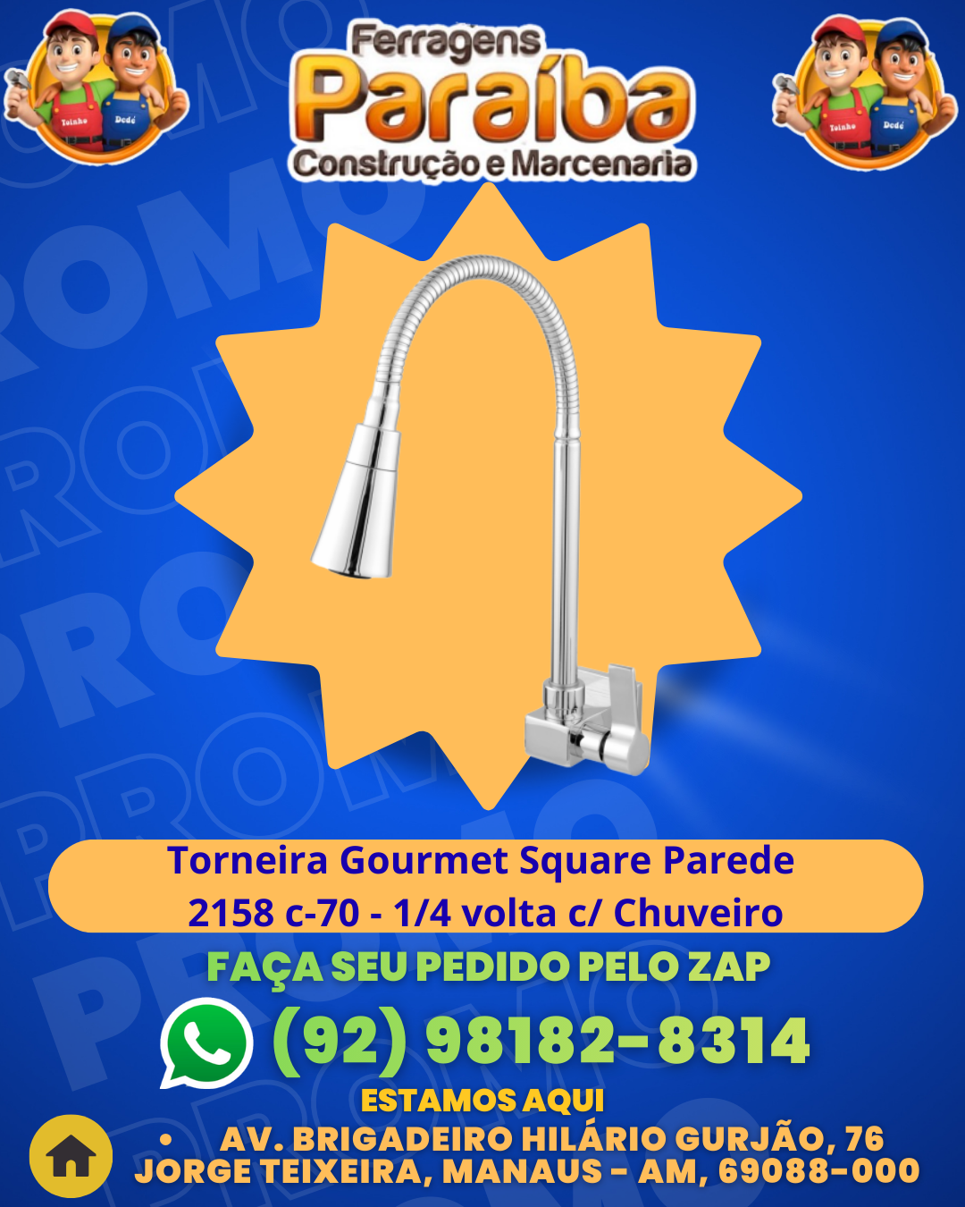 Torneira Gourmet Square Parede 2158 c-70 - 14 volta c Chuveiro  1 1