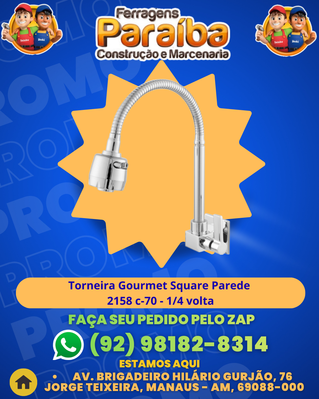 Torneira Gourmet Square Parede 2158 c-70 - 14 volta 1 1
