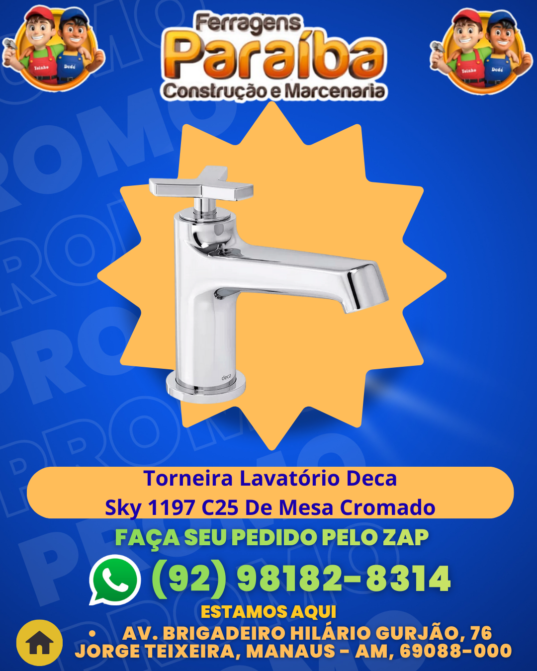 Torneira Lavatвrio Deca Sky 1197 C25 De Mesa Cromado 1 1