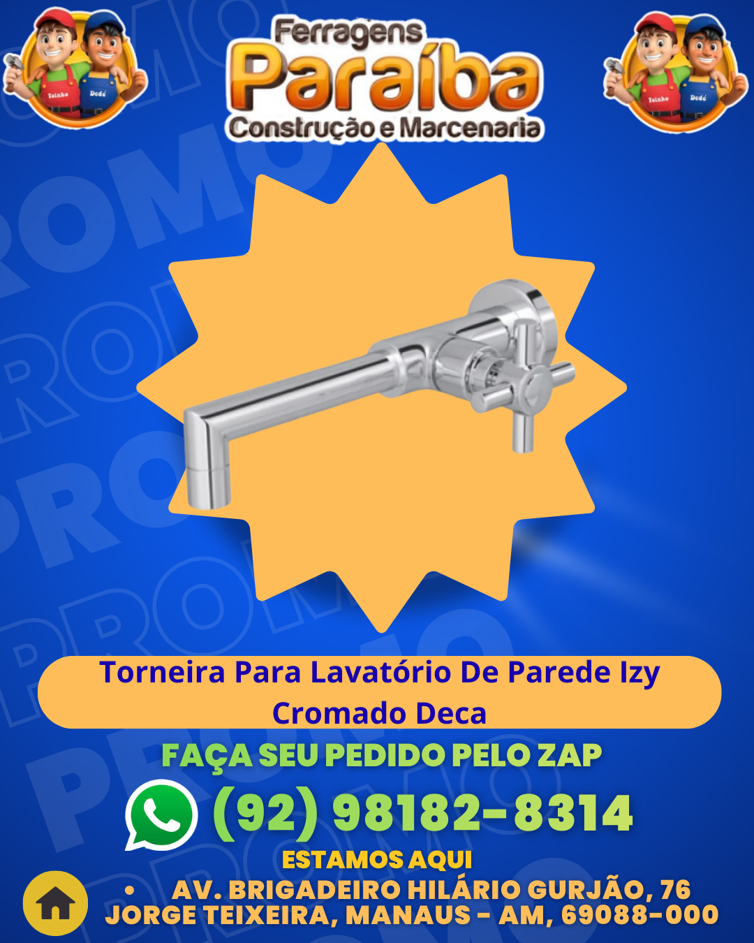 Torneira Lavatorio Parede Izy Deca 1178.C37 1 1