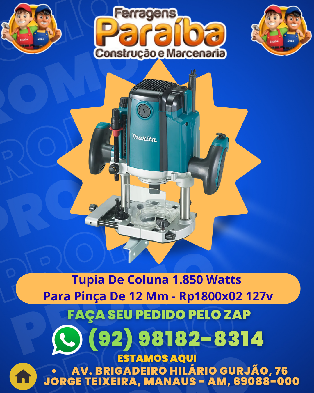 Tupia De Coluna 1.850 Watts Para PinЗa De 12 Mm - Rp1800x02 127v 1 1