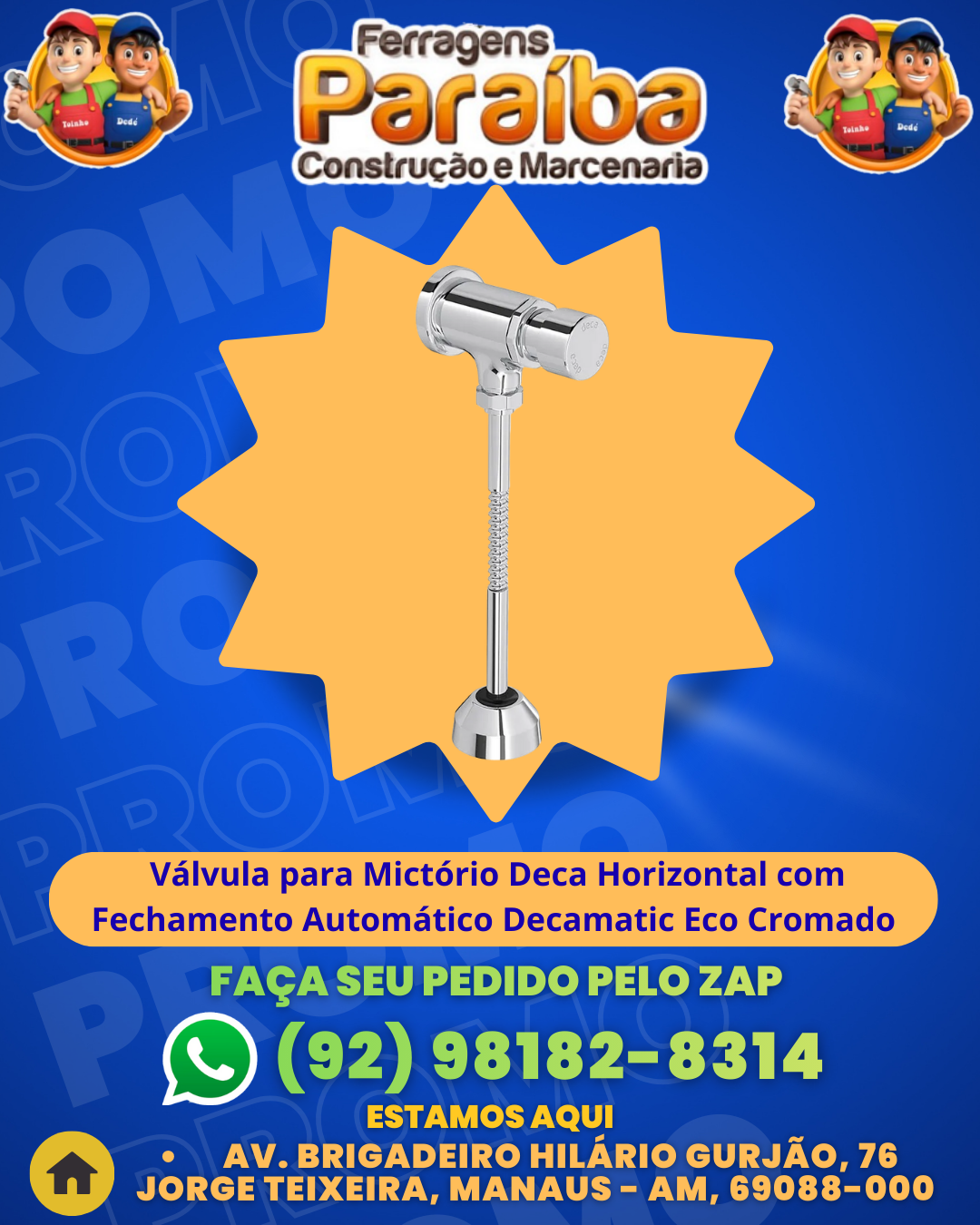 Vаlvula para Mictвrio Deca Horizontal com Fechamento Automаtico Decamatic Eco Cromado 1 1