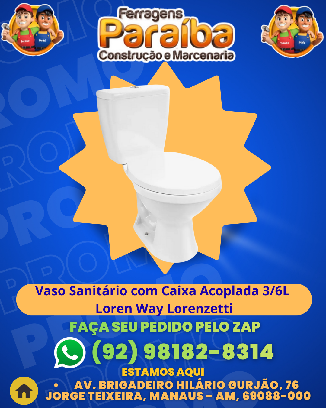 Vaso Sanitаrio com Caixa Acoplada 36L Loren Way Lorenzetti 1 1