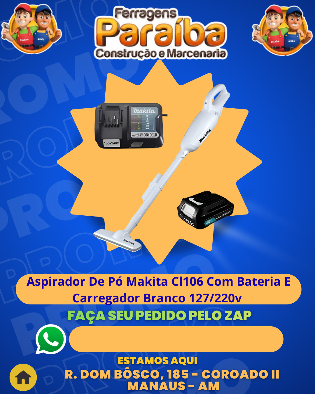 Aspirador De Pв Makita Cl106 Com Bateria E Carregador Branco 127220v  1