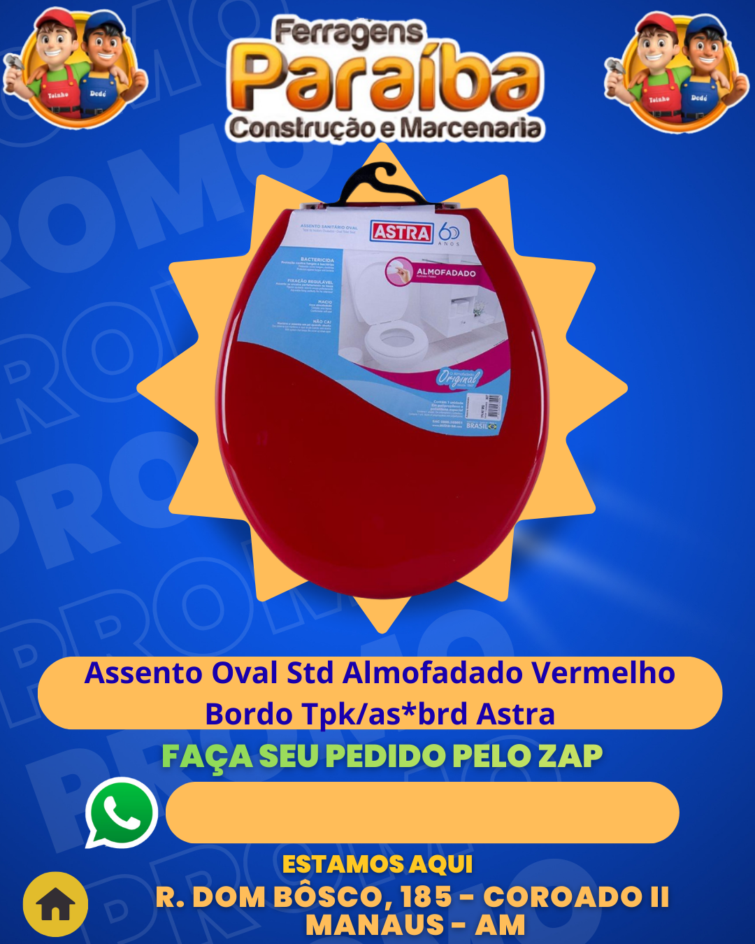 Assento Oval Std Almofadado Vermelho Bordo Tpkasbrd Astra 1