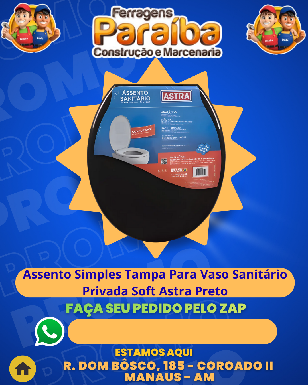 Assento Simples Tampa Para Vaso Sanitаrio Privada Soft Astra Preto 1