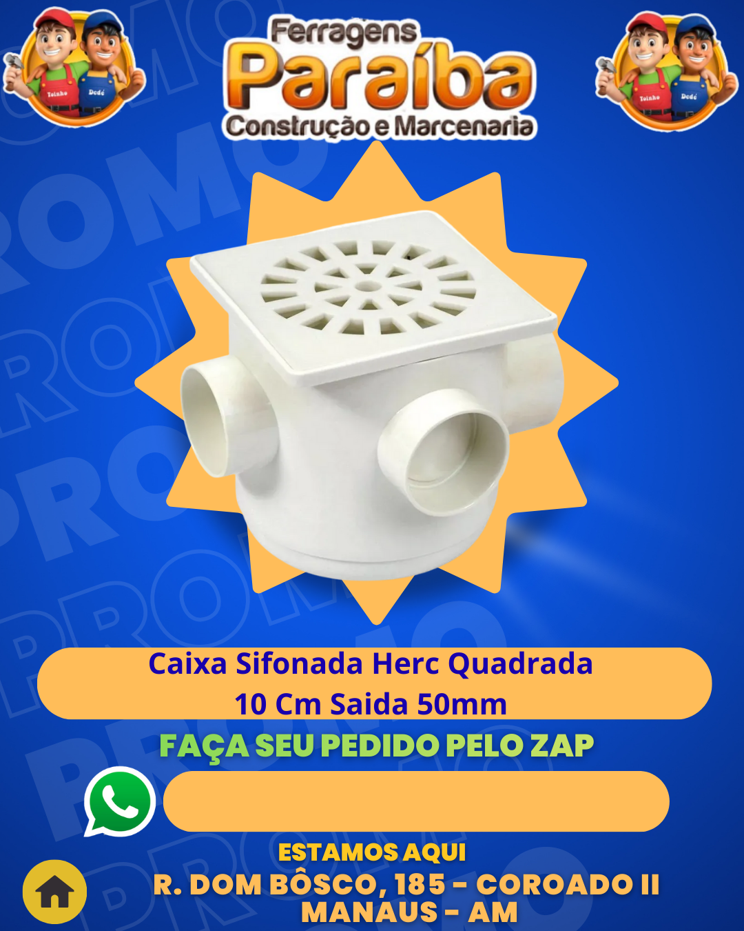 Caixa Sifonada Herc Quadrada 10 Cm Saida 50mm  1