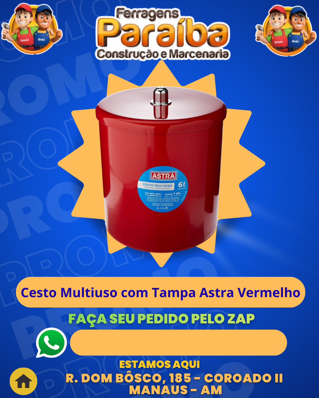 Cesto Multiuso com Tampa Astra Vermelho 1