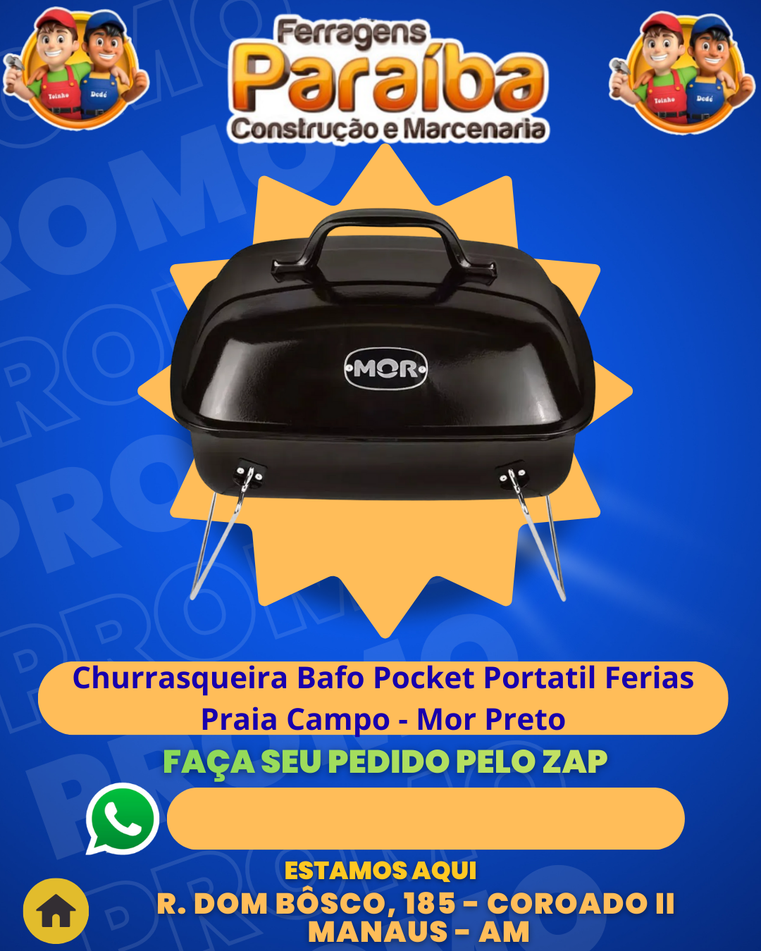 Churrasqueira Bafo Pocket Portatil Ferias Praia Campo - Mor Preto 1