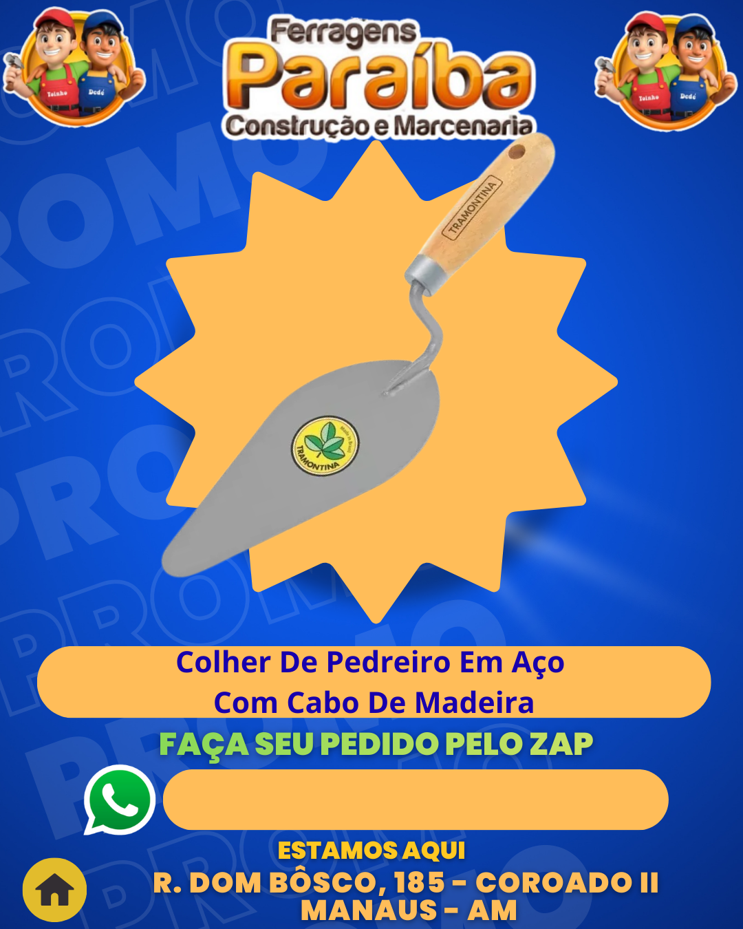 Colher De Pedreiro Em AЗo Com Cabo De Madeira 1