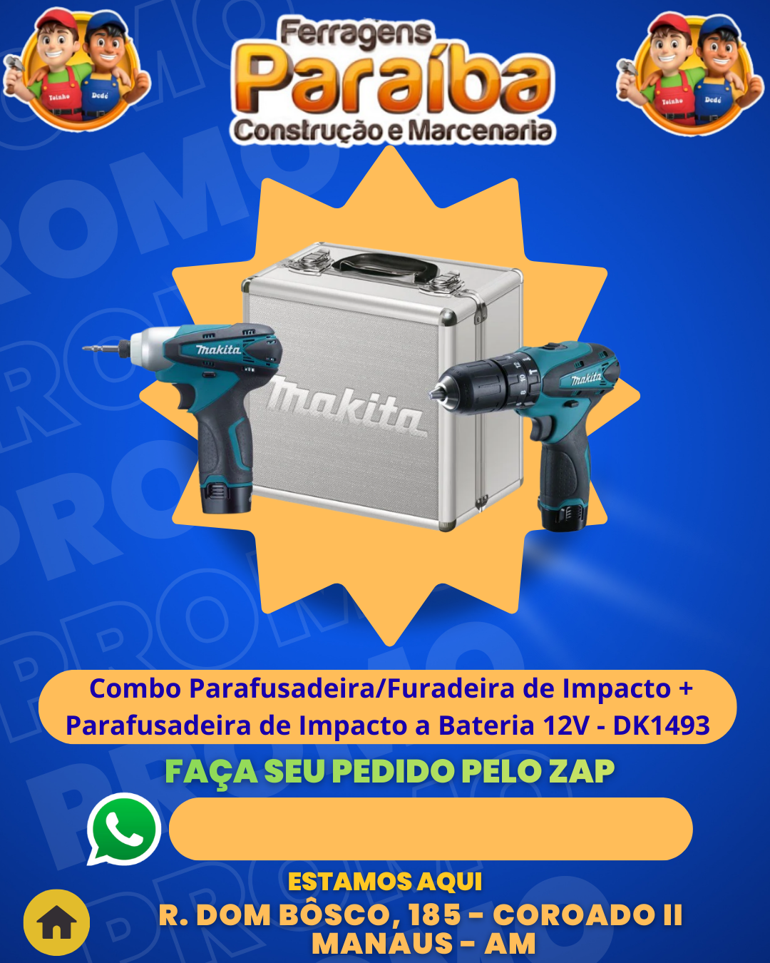 Combo ParafusadeiraFuradeira de Impacto + Parafusadeira de Impacto a Bateria 12V - DK1493 - Makita 1