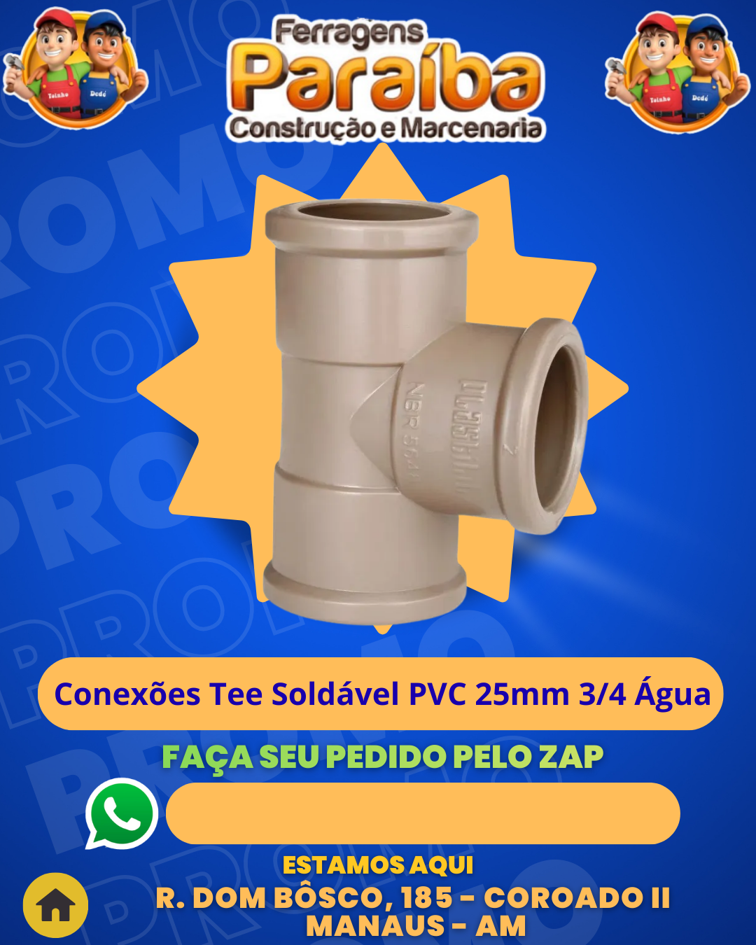 Conexфes Tee Soldаvel PVC 25mm 34 ╡gua 1