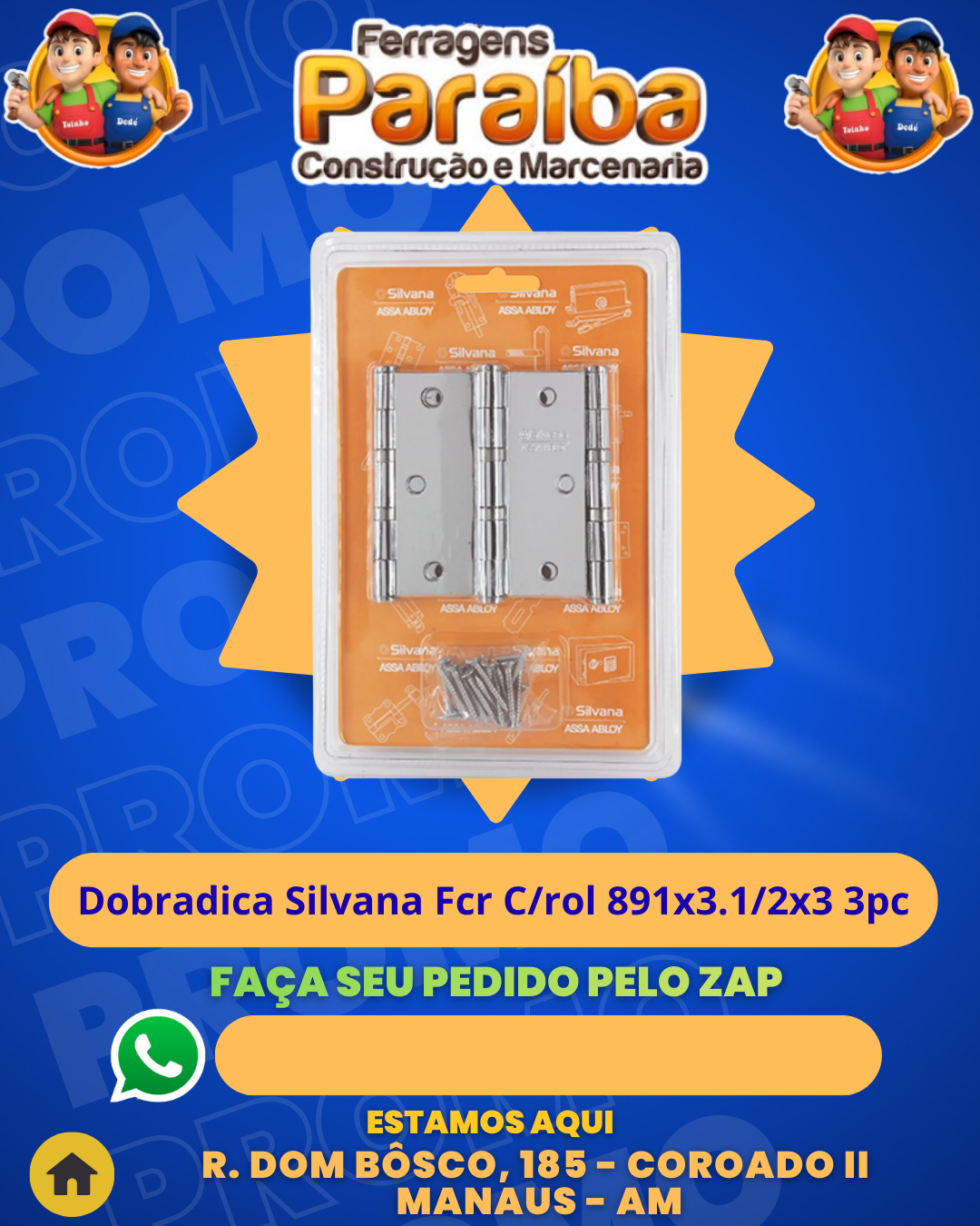 Dobradica Silvana Fcr Crol 891x3.12x3 3pc 1