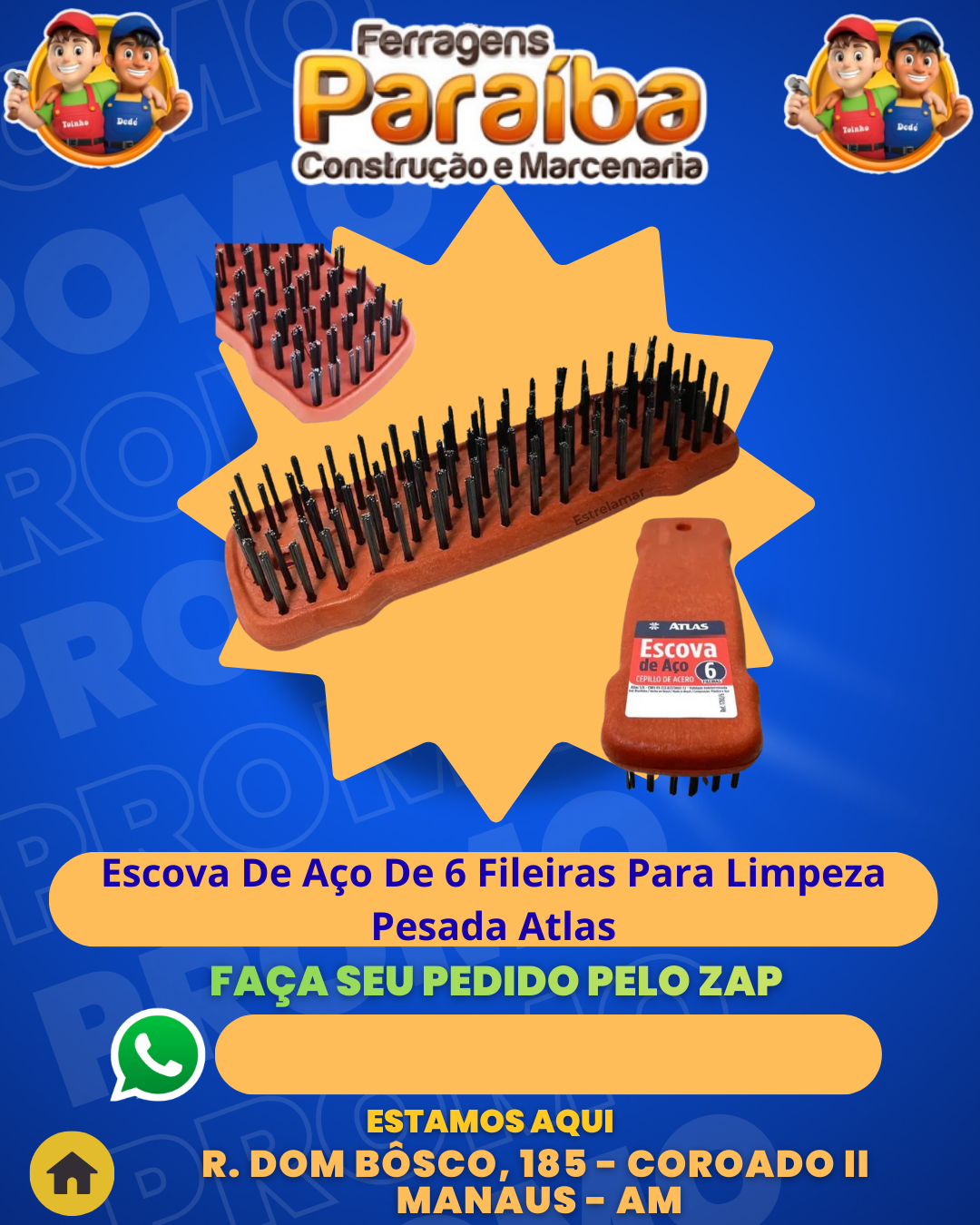 Escova De AЗo De 6 Fileiras Para Limpeza Pesada Atlas 1