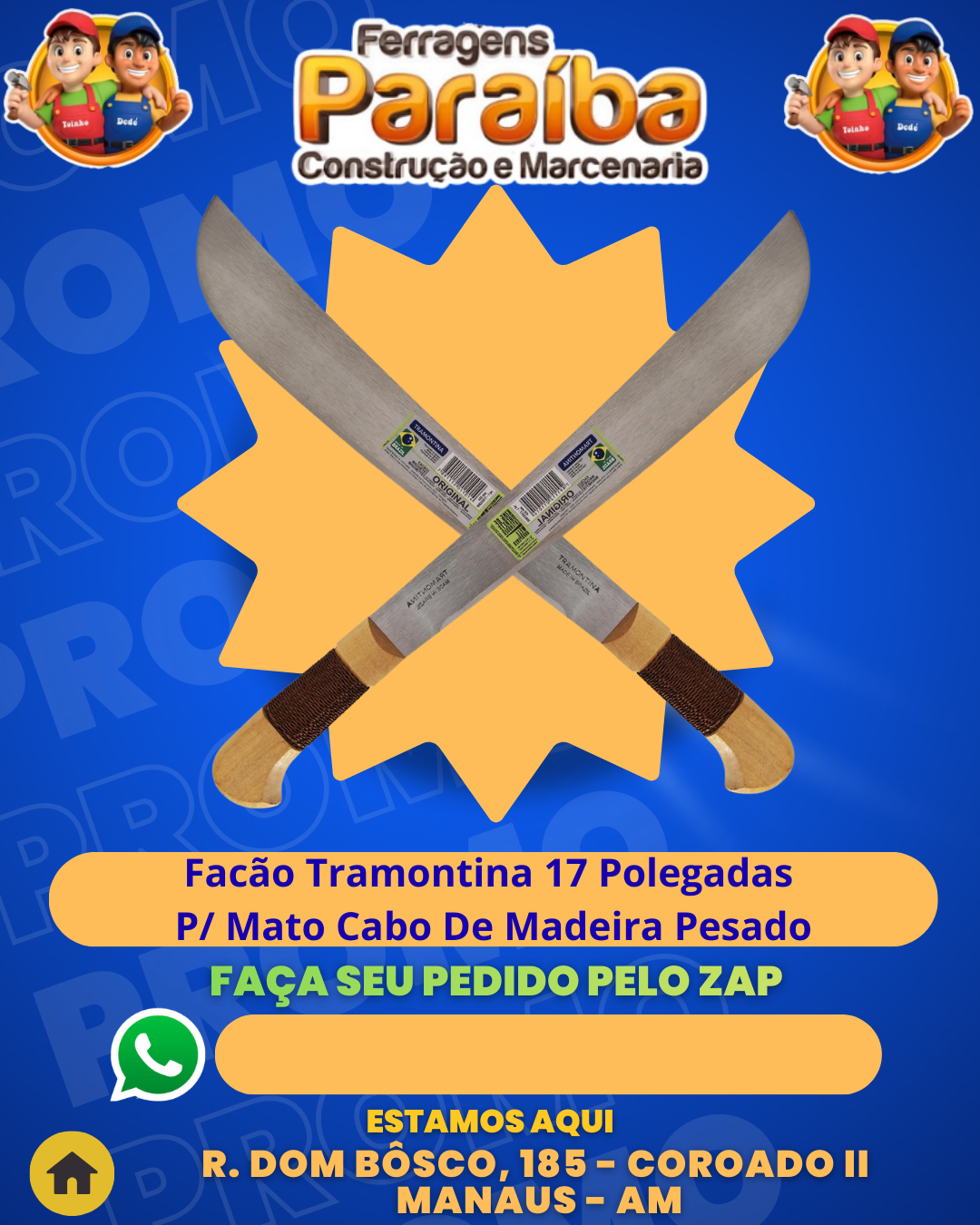 Fac╞o Tramontina 17 Polegadas P Mato Cabo De Madeira Pesado 1