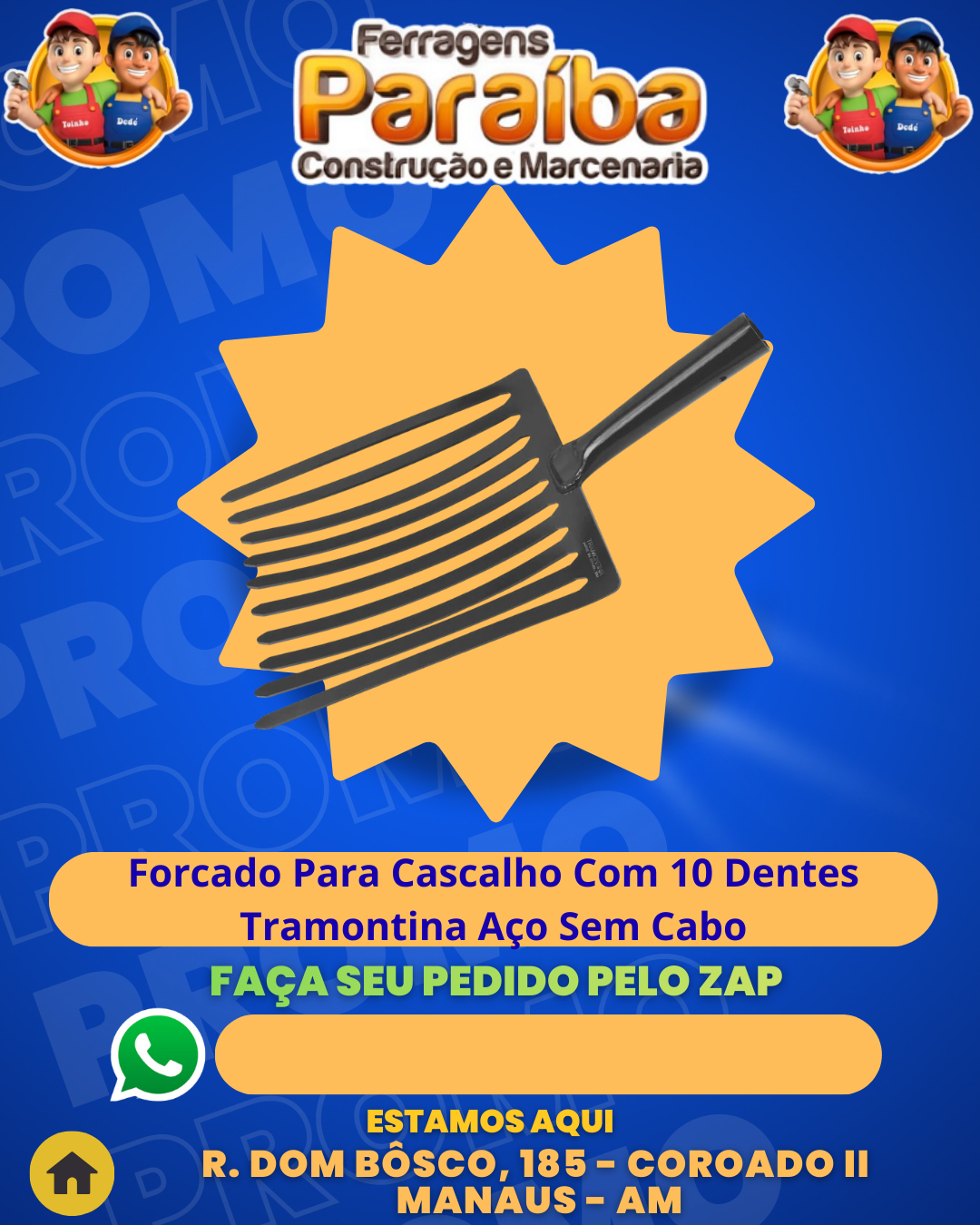 Forcado Para Cascalho Com 10 Dentes Tramontina AЗo Sem Cabo 1