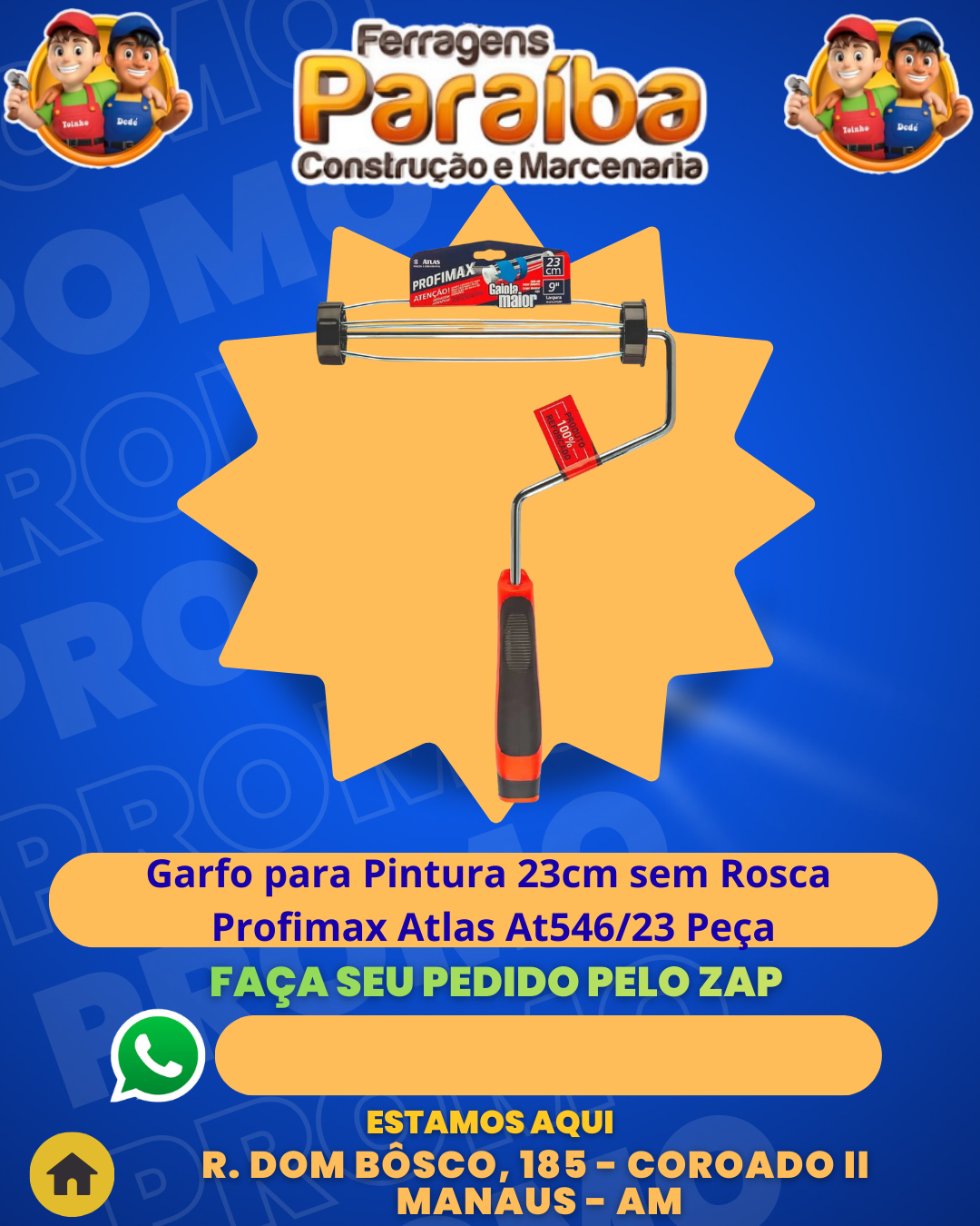 Garfo para Pintura 23cm sem Rosca Profimax Atlas At54623 PeЗa 1