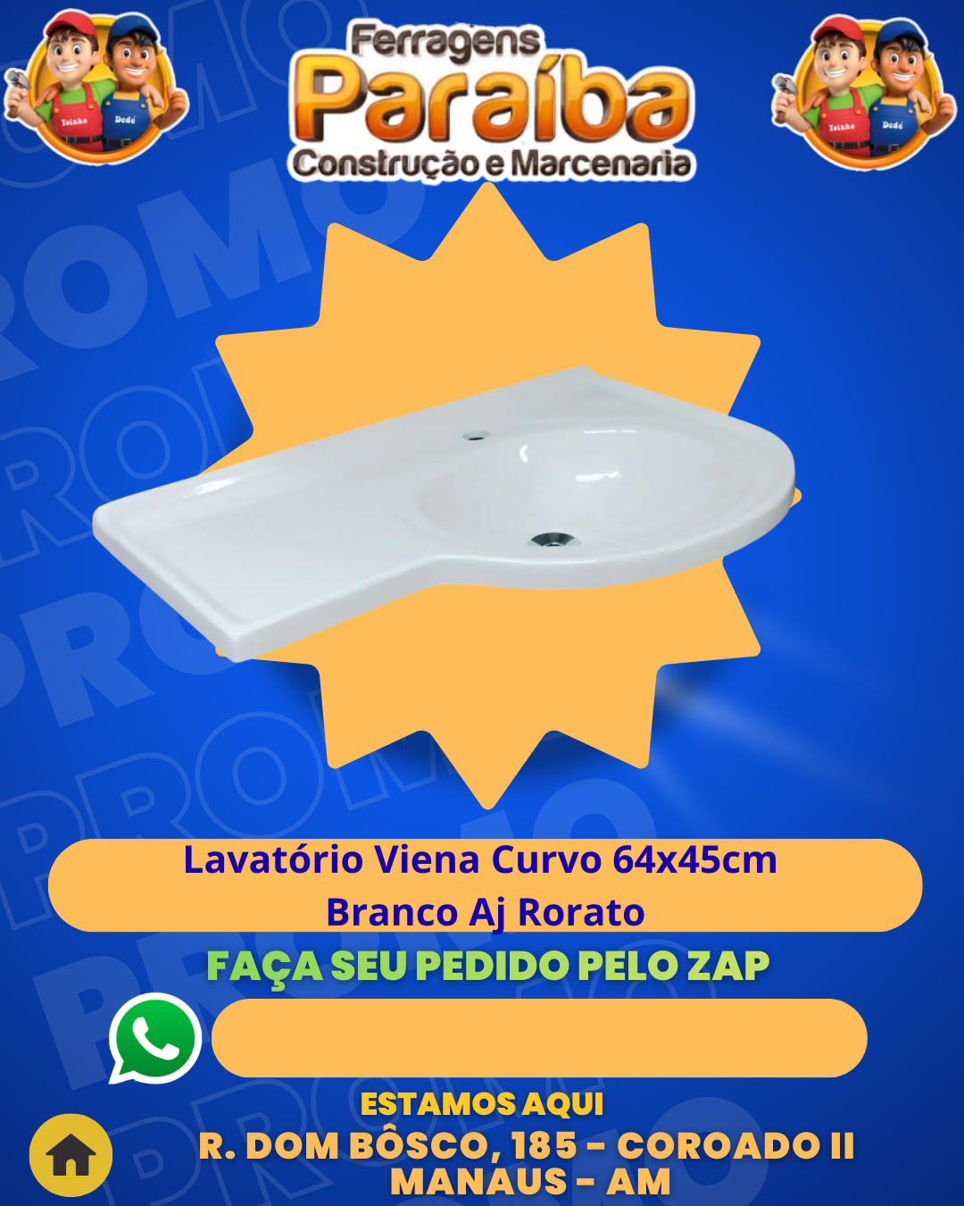 Lavatвrio Viena Curvo 64x45cm Branco Aj Rorato 1