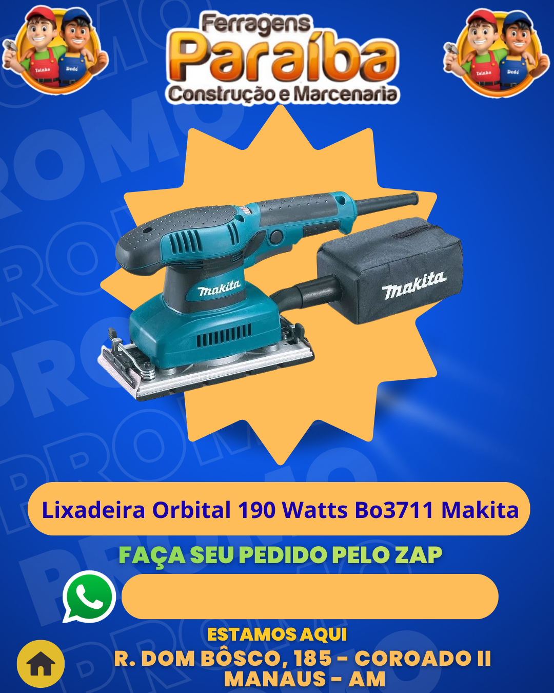 Lixadeira Orbital 190 Watts Bo3711 Makita 1