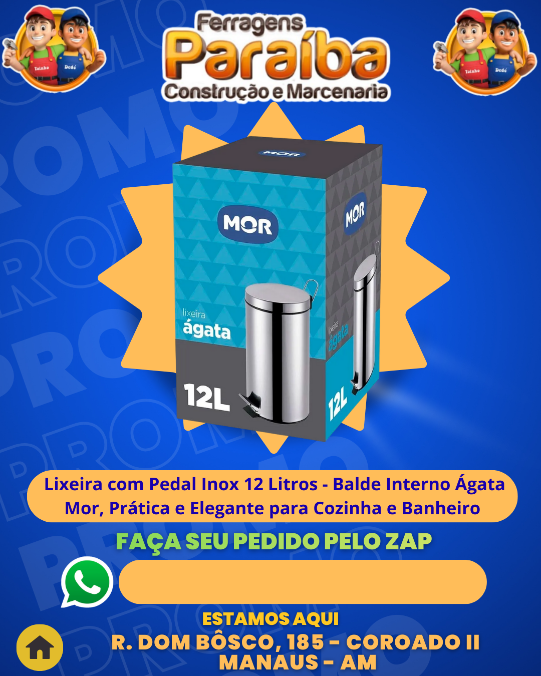 Lixeira com Pedal Inox 12 Litros - Balde Interno ╡gata Mor, Prаtica e Elegante para Cozinha e Banheiro 1