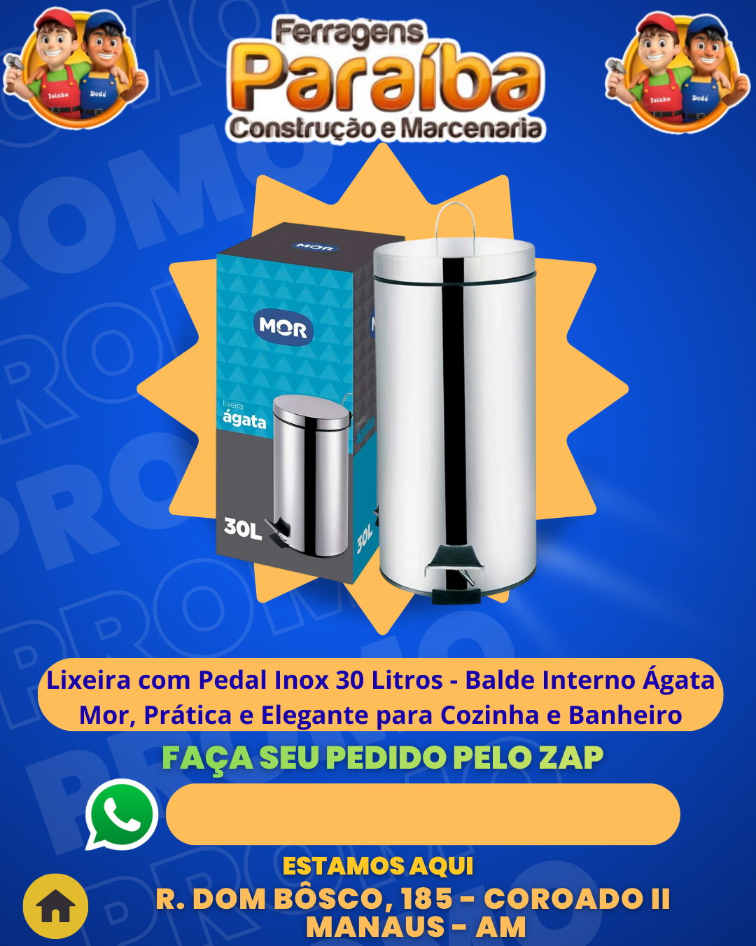 Lixeira com Pedal Inox 30 Litros - Balde Interno ╡gata Mor, Prаtica e Elegante para Cozinha e Banheiro 1