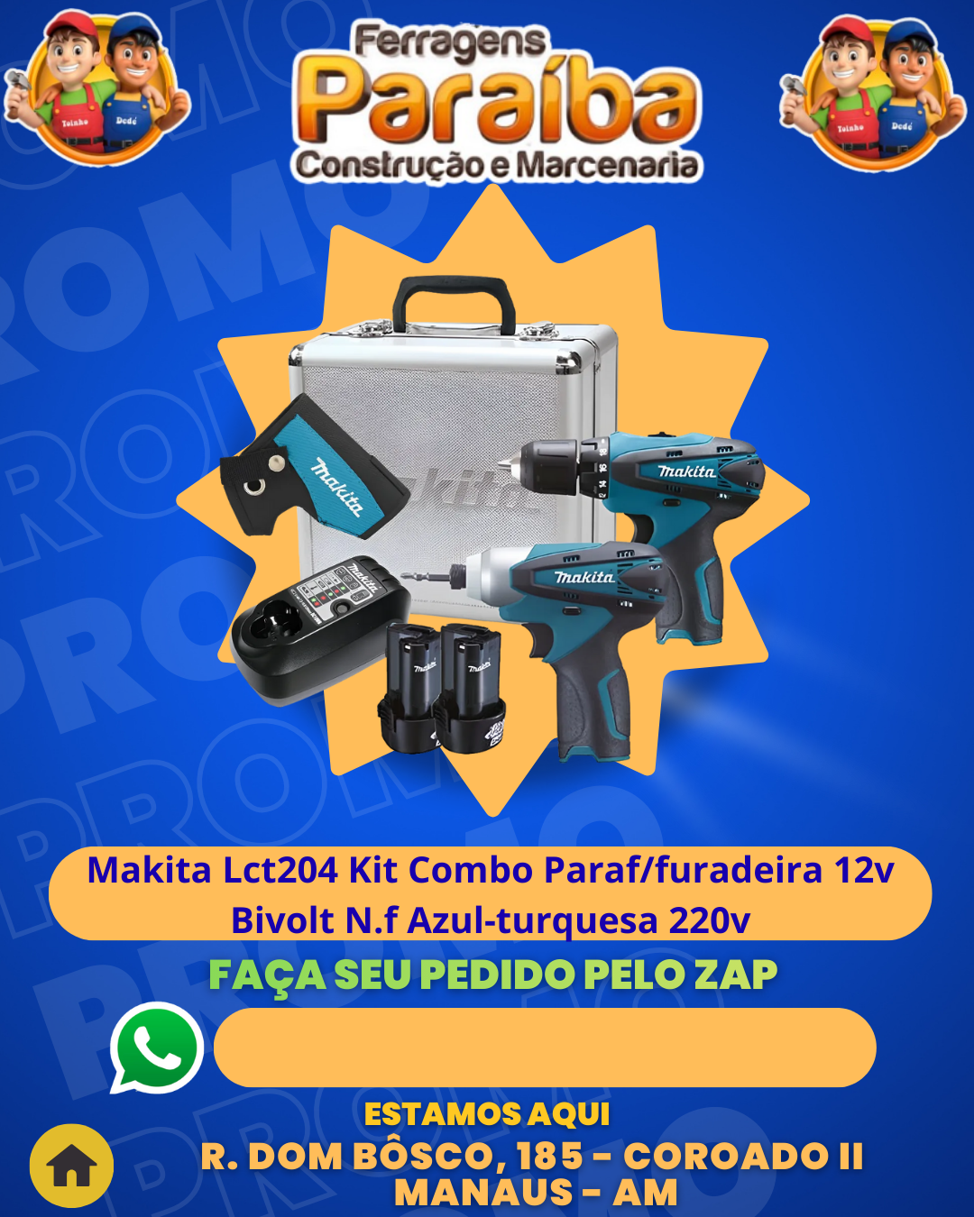 Makita Lct204 Kit Combo Paraffuradeira 12v Bivolt N.f Azul-turquesa 220v 1
