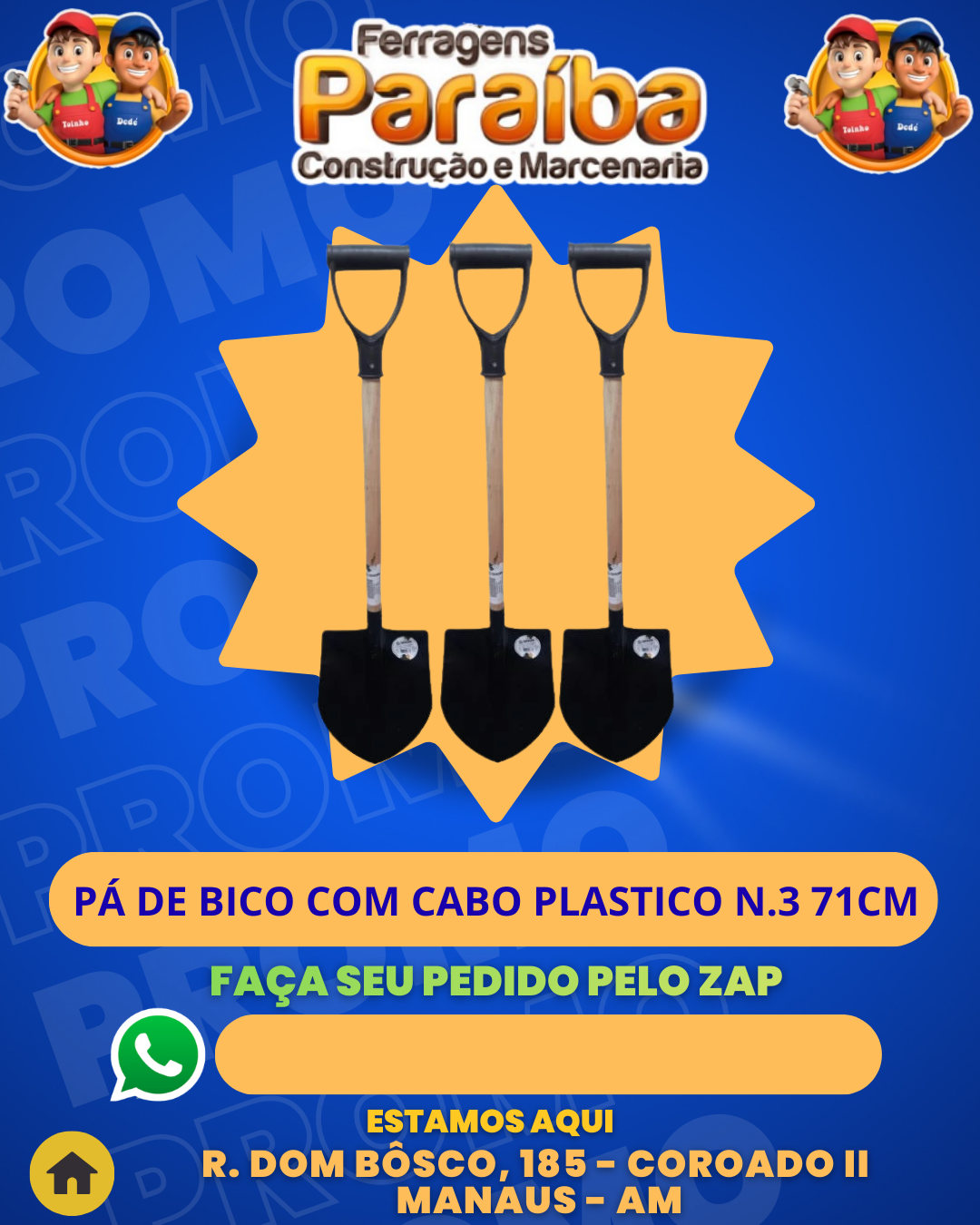 P╡ DE BICO COM CABO PLASTICO N.3 71CM  1