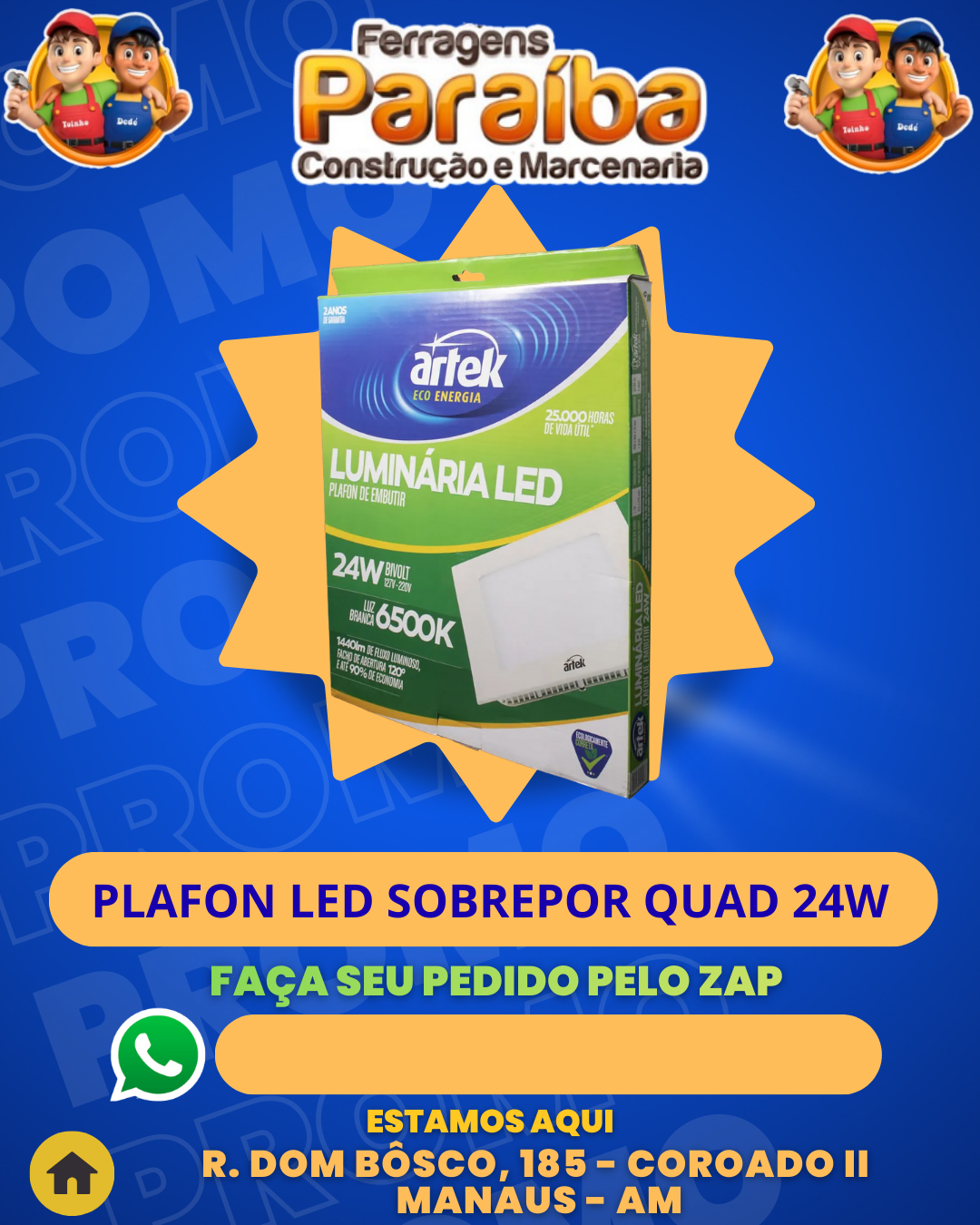 PLAFON LED SOBREPOR QUAD 24W 1