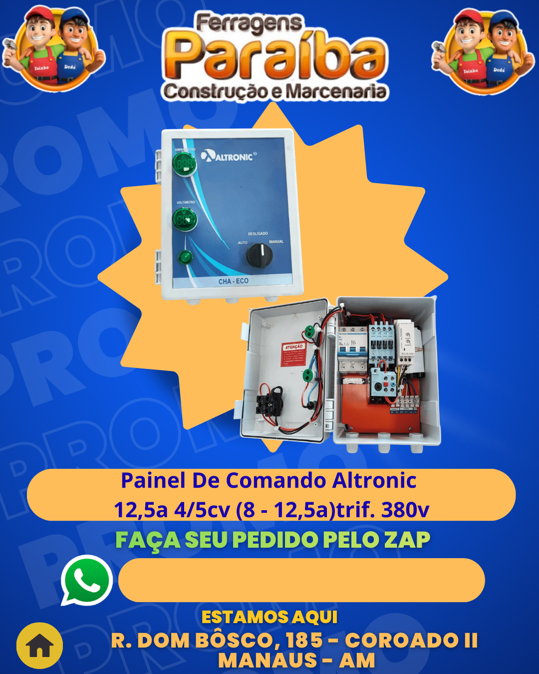 Painel De Comando Altronic 12,5a 45cv (8 - 12,5a)trif. 380v 1