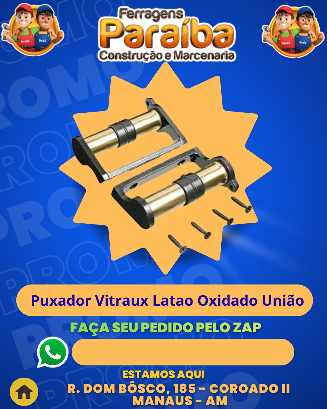 Puxador Vitraux Latao Oxidado Uni╞o 1