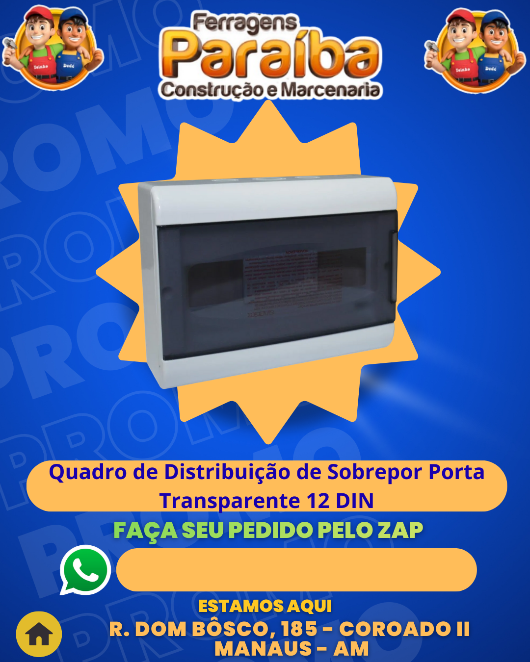 Quadro de DistribuiЗ╞o de Sobrepor Porta Transparente 12 DIN 1