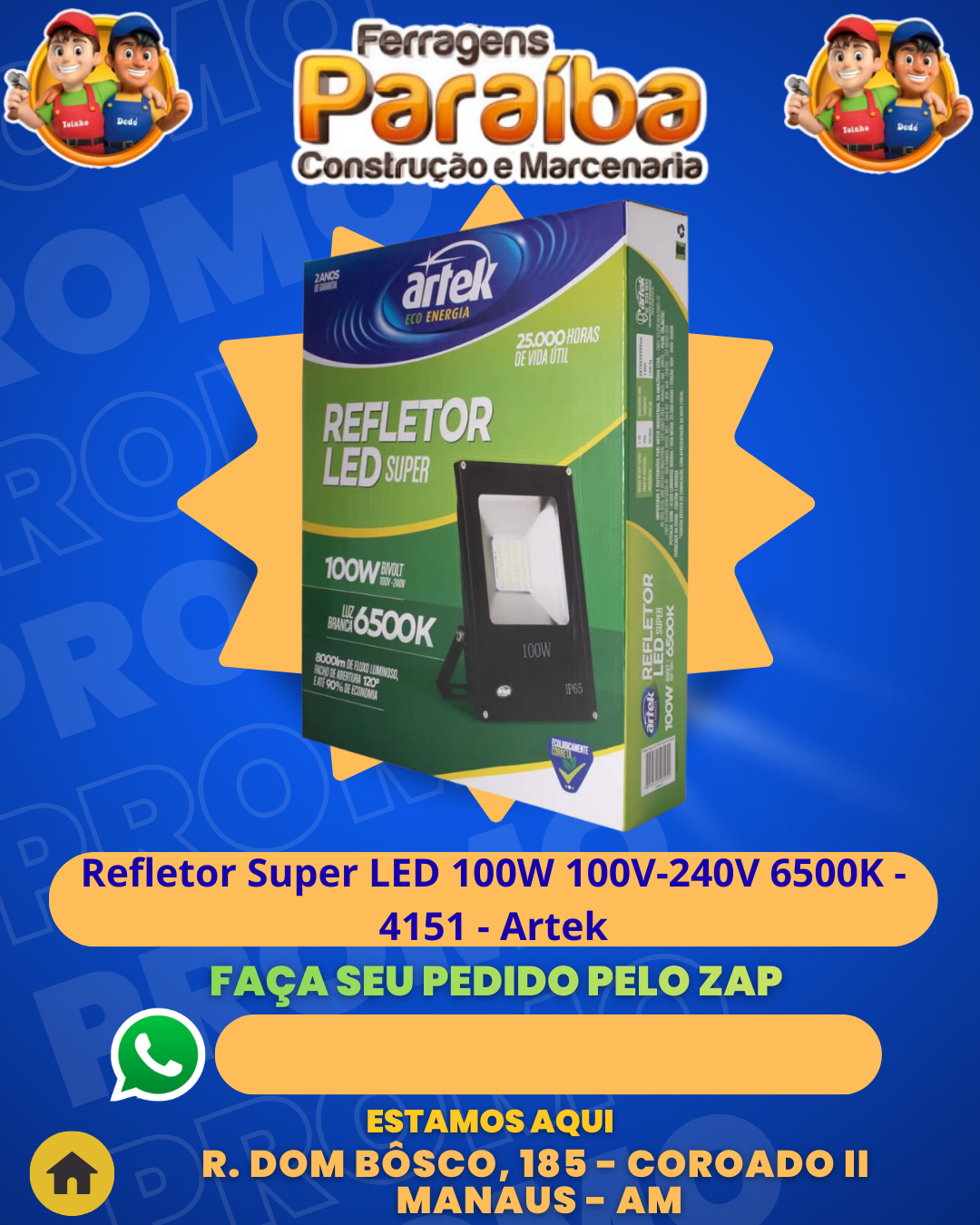 Refletor Super LED 100W 100V-240V 6500K - 4151 - Artek 1