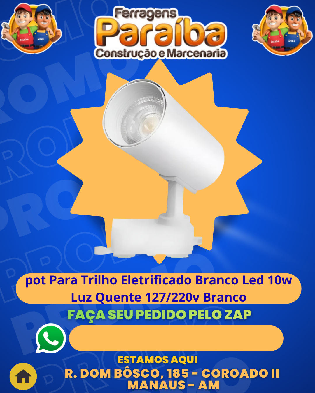 Sem Numero FPB AZUL Spot Para Trilho Eletrificado Branco Led 10w Luz Quente 127220v Branco 1