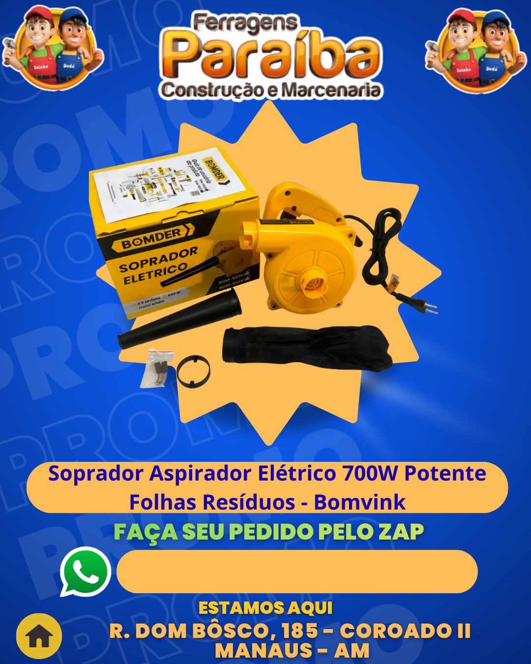 Soprador Aspirador ElВtrico 700W Potente Folhas Resбduos - Bomvink 1