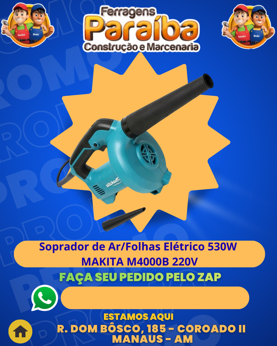 Soprador de ArFolhas ElВtrico 530W MAKITA M4000B 220V 1
