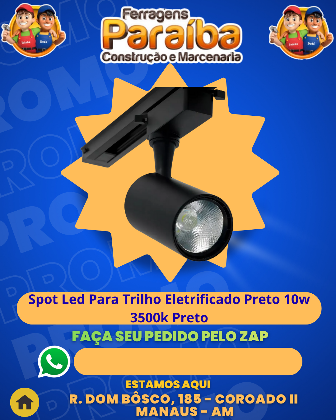 Spot Led Para Trilho Eletrificado Preto 10w 3500k Preto 1