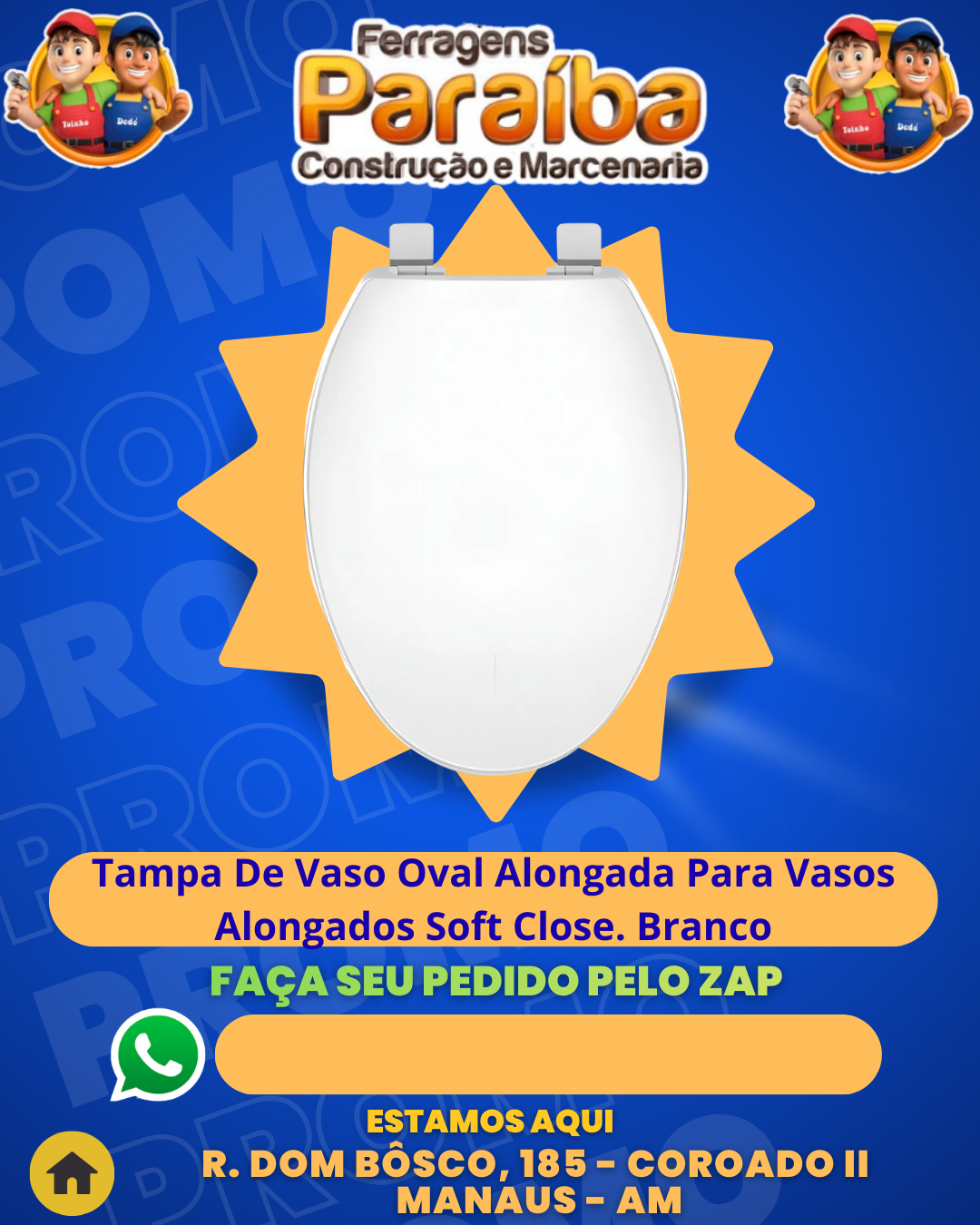 Tampa De Vaso Oval Alongada Para Vasos Alongados Soft Close. Branco 1