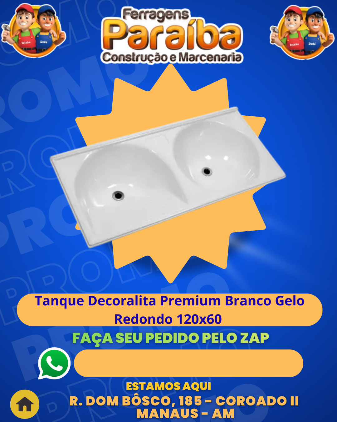 Tanque Decoralita Premium Branco Gelo Redondo 120x60  1