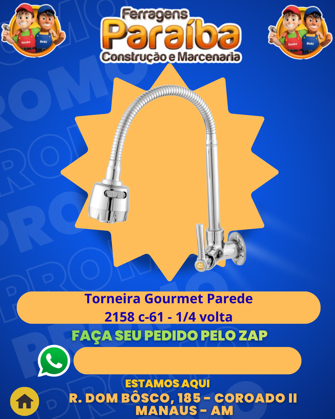 Torneira Gourmet Parede 2158 c-61 - 14 volta 1