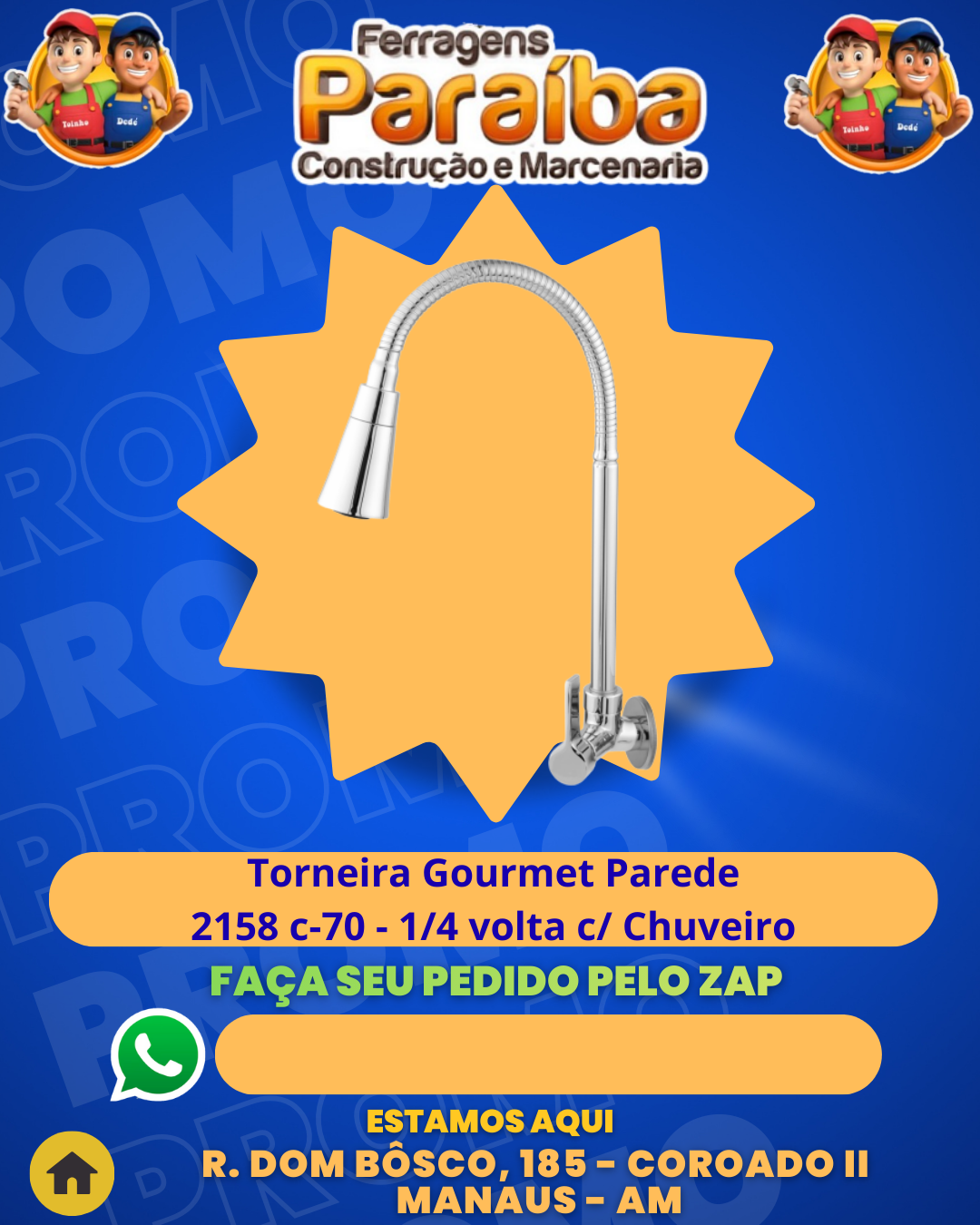Torneira Gourmet Parede 2158 c-70 - 14 volta c Chuveiro 1