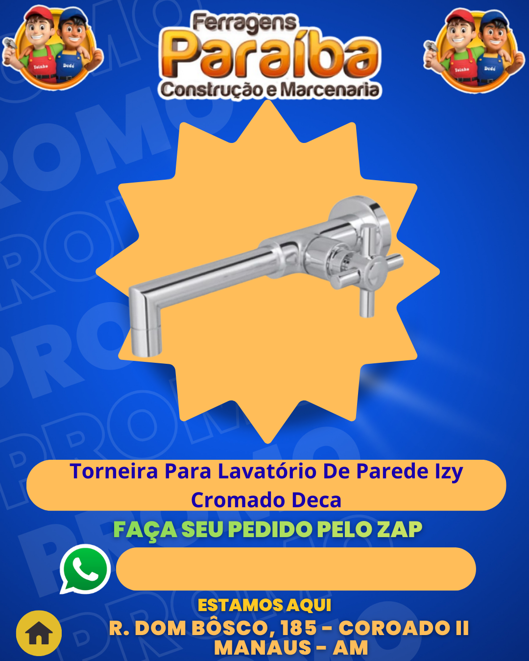 Torneira Para Lavatвrio De Parede Izy Cromado Deca 1