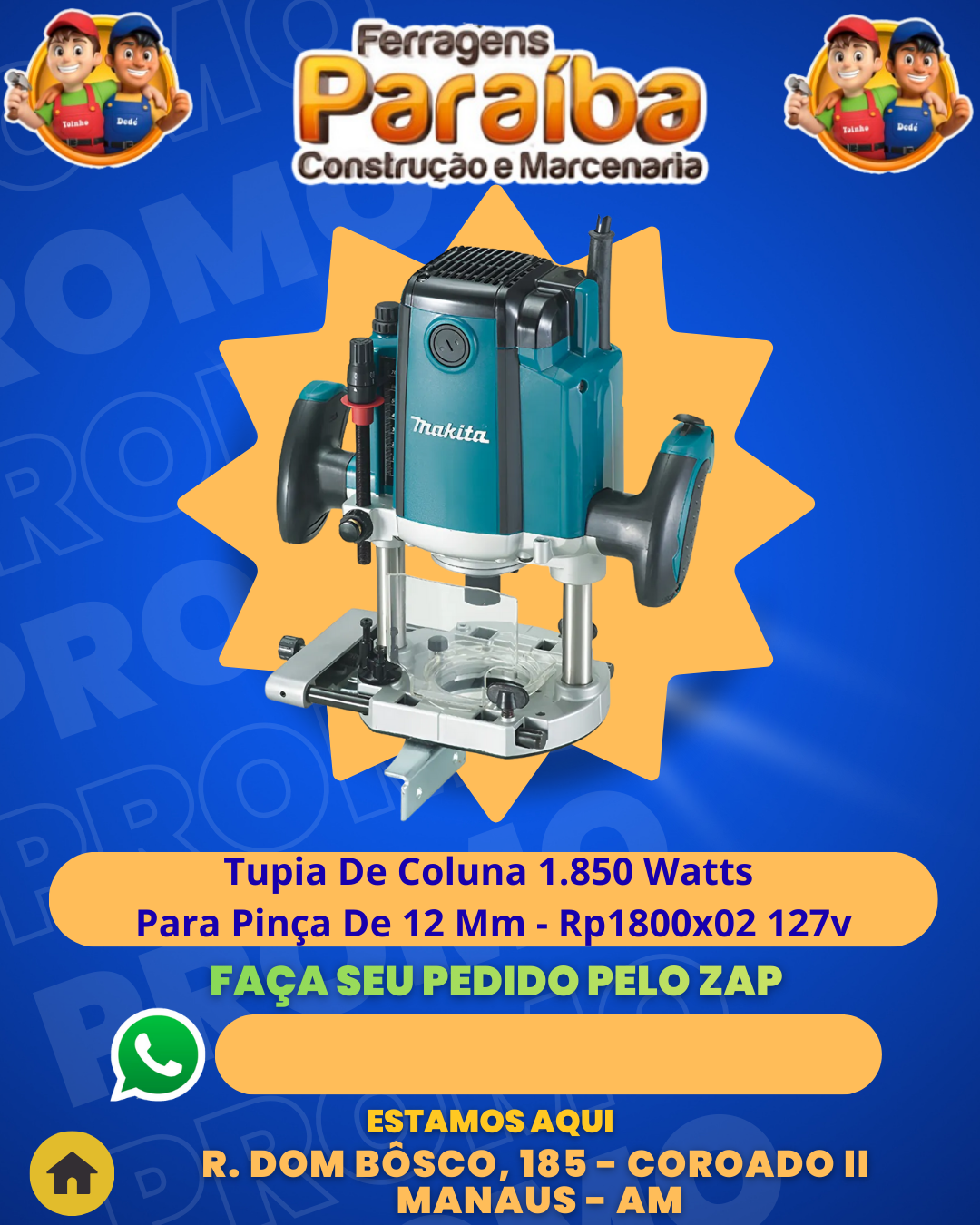 Tupia De Coluna 1.850 Watts Para PinЗa De 12 Mm - Rp1800x02 127v 1
