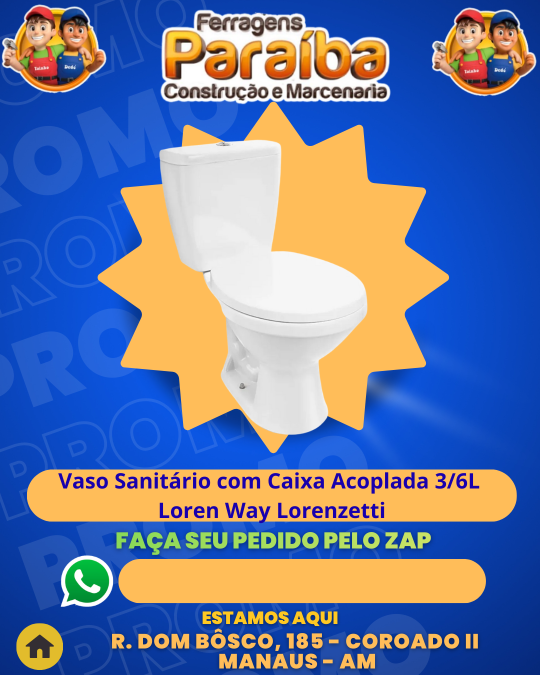 Vaso Sanitаrio com Caixa Acoplada 36L Loren Way Lorenzetti 1