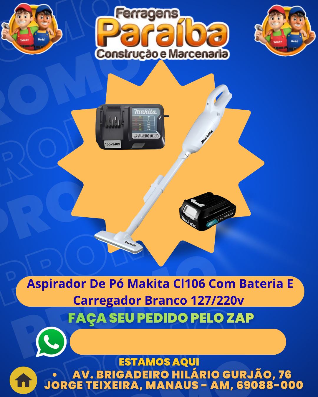 Aspirador De Pв Makita Cl106 Com Bateria E Carregador Branco 127220v  1